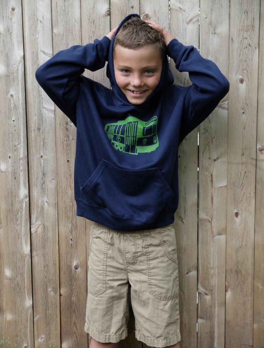 Youth Boston MBTA Green Line subway trolley hooded sweatshirt - navy blue